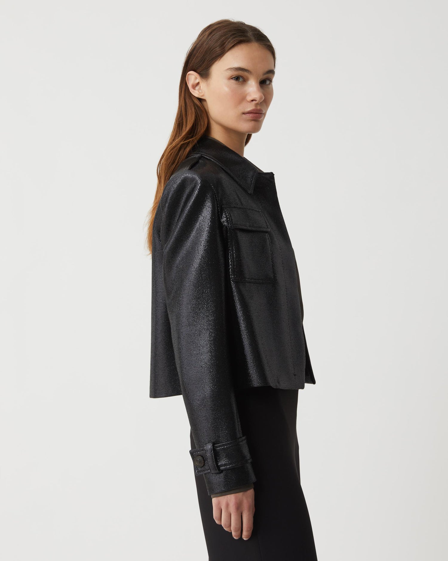 Frankie Jacket in Lurex Twill, Black