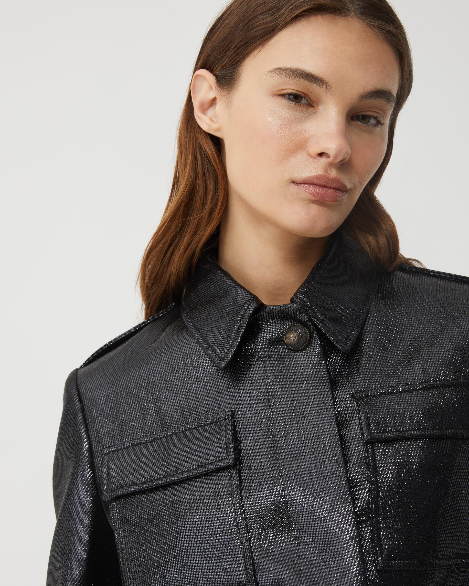 Frankie Jacket in Lurex Twill, Black