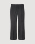 Avery grey wool striped suiting trousers, mid-rise tailored straight leg, slash pockets, zipper, horn button packshot