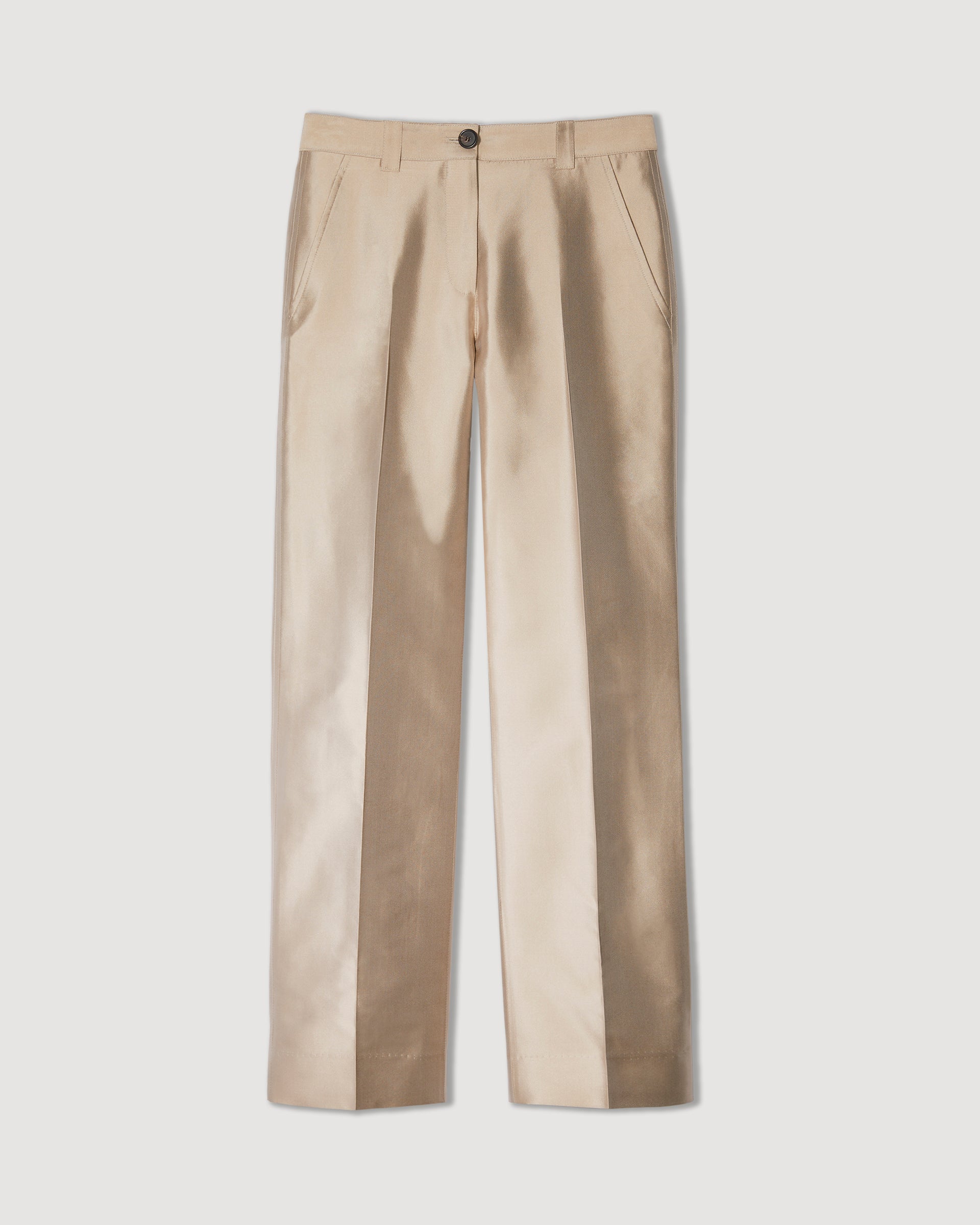 Avery Trousers in Mikado Silk, Stone