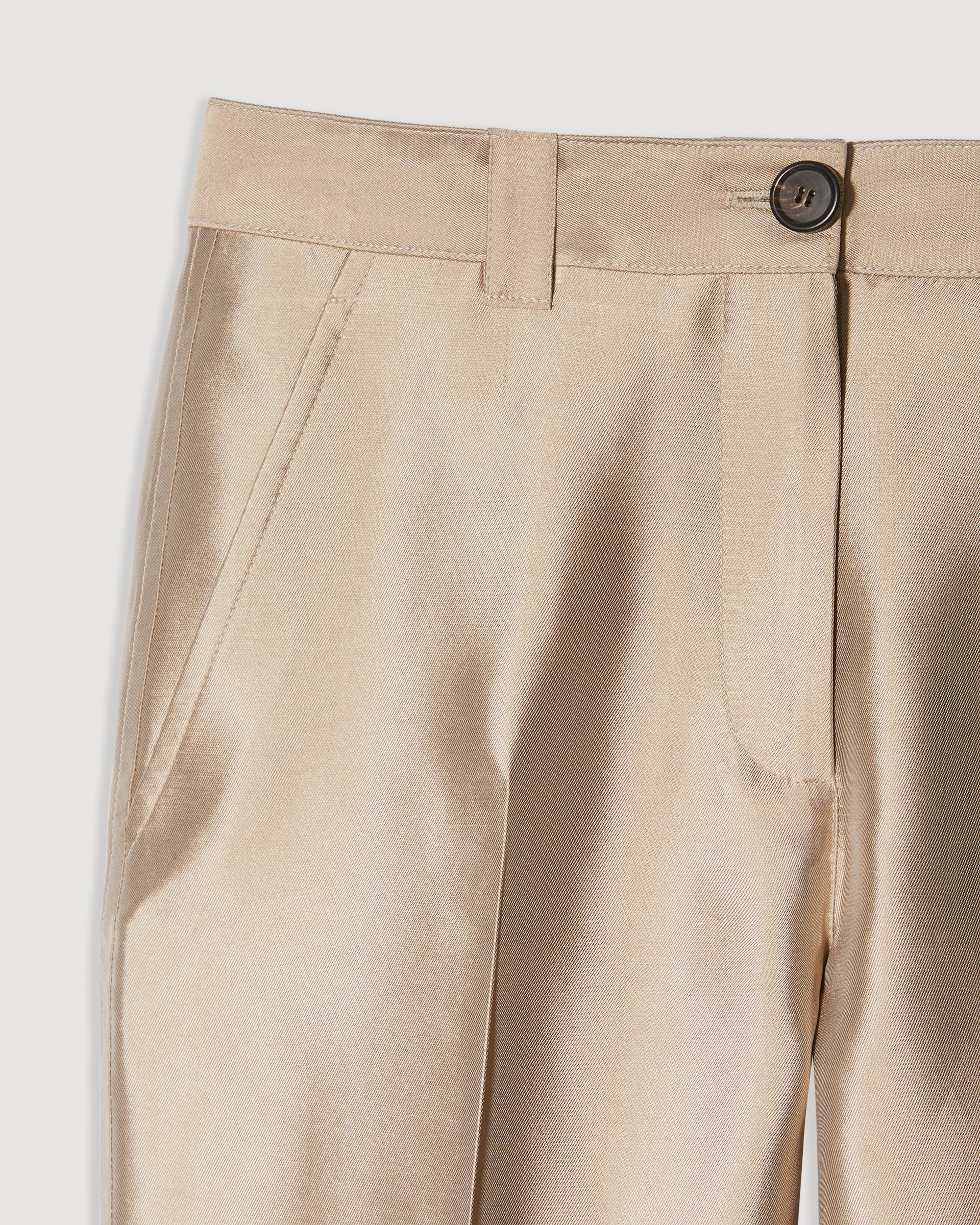 Avery Trousers in Mikado Silk, Stone