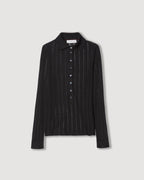 Black Lydia silk crepe polo knitwear by SALE, featuring a sleek design and smooth fabric.