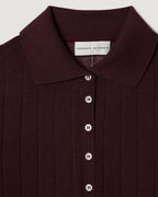 Veronica De Piante Luna Polo knitwear in burgundy cashmere, featuring a classic polo collar and soft, luxurious fabric.