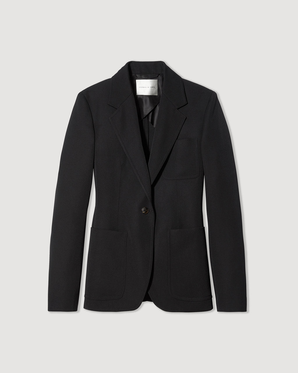 Black Faye Wool Jacket by Veronica de Piante featuring a tailored coat in a sleek, stylish design.