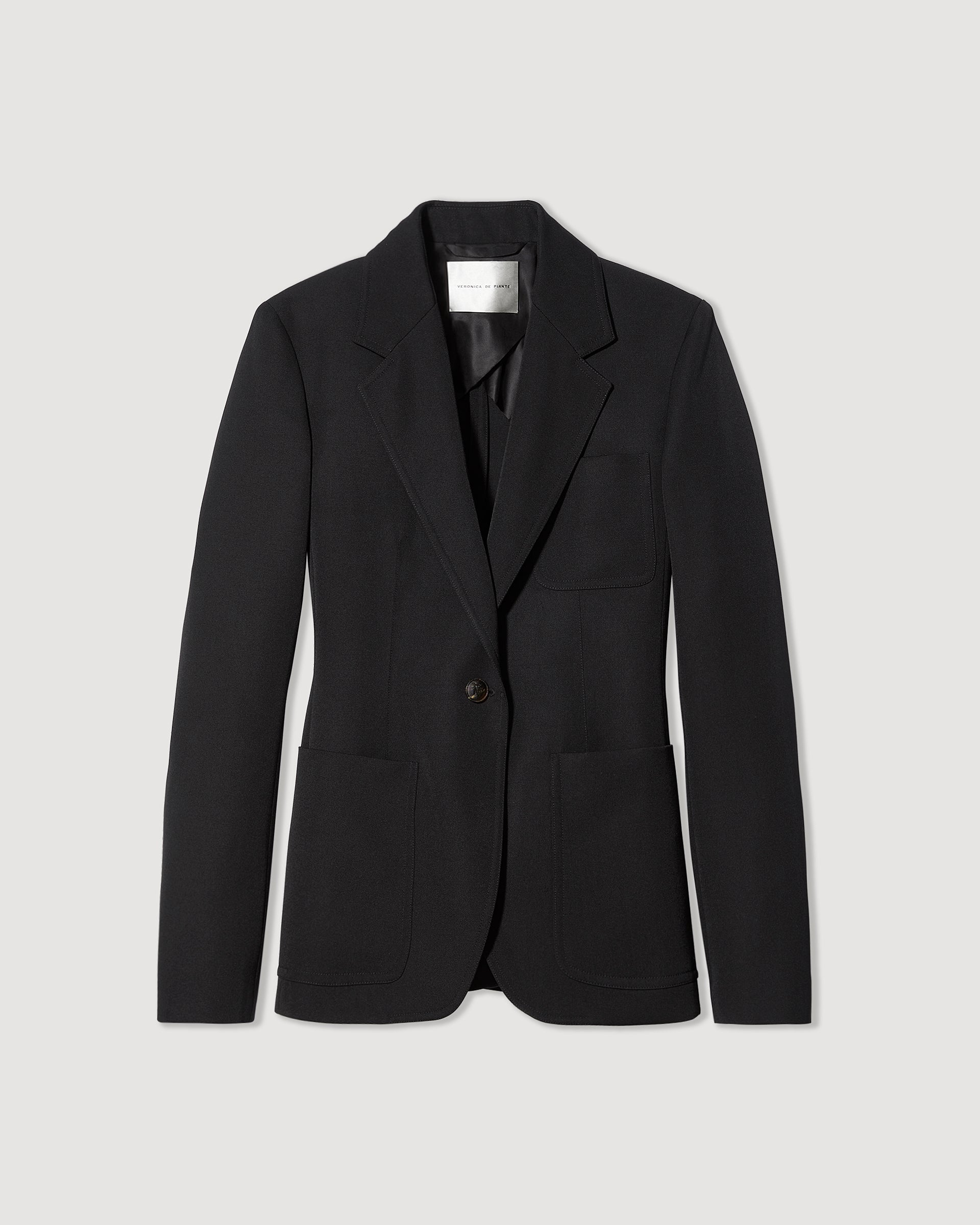 Black Faye Wool Jacket by Veronica de Piante featuring a tailored coat in a sleek, stylish design.