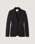 Black Faye Wool Jacket by Veronica de Piante, stylish coat with tailored fit and soft wool fabric, shown on a model.