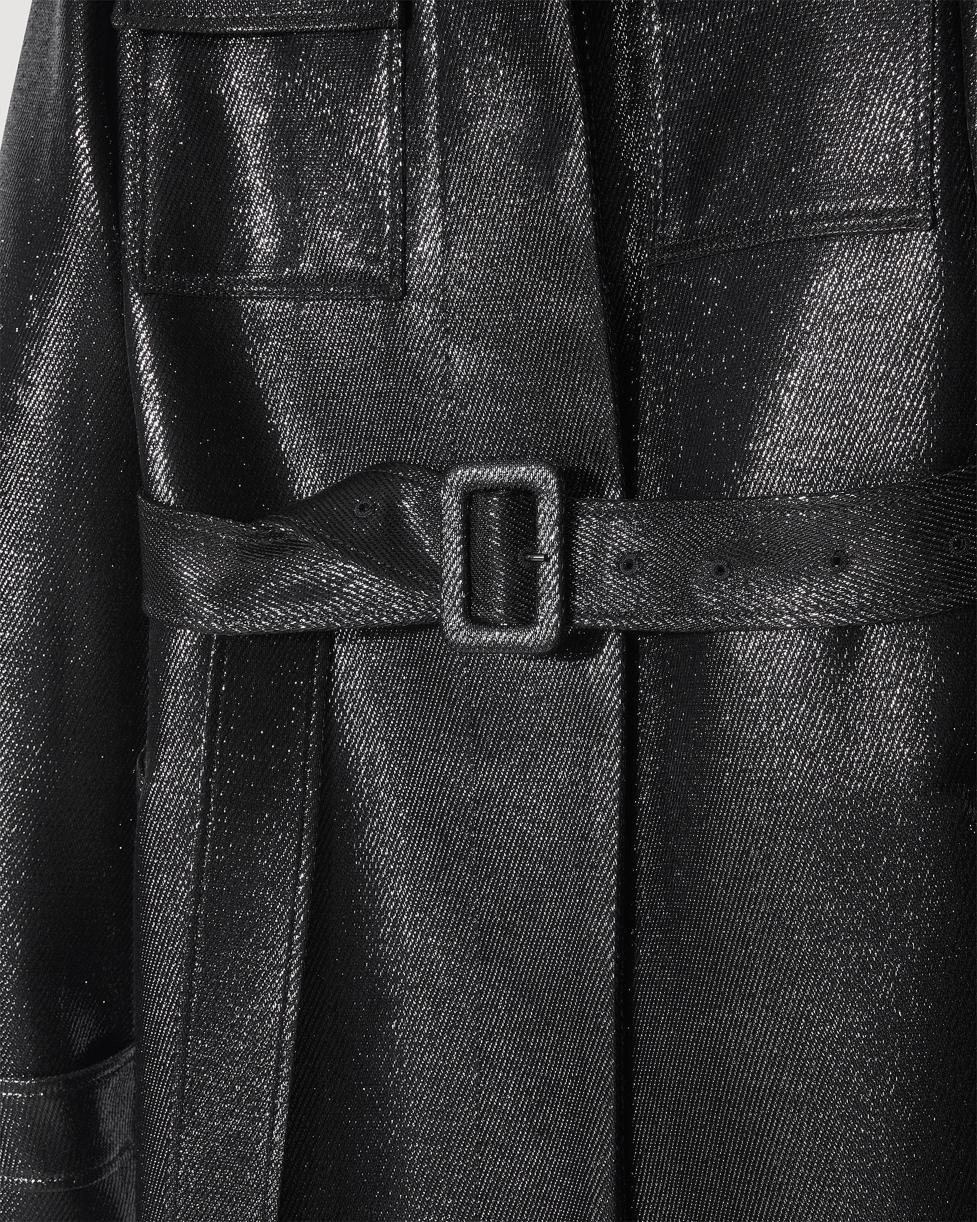 Celine Coat in Lurex Twill, Black