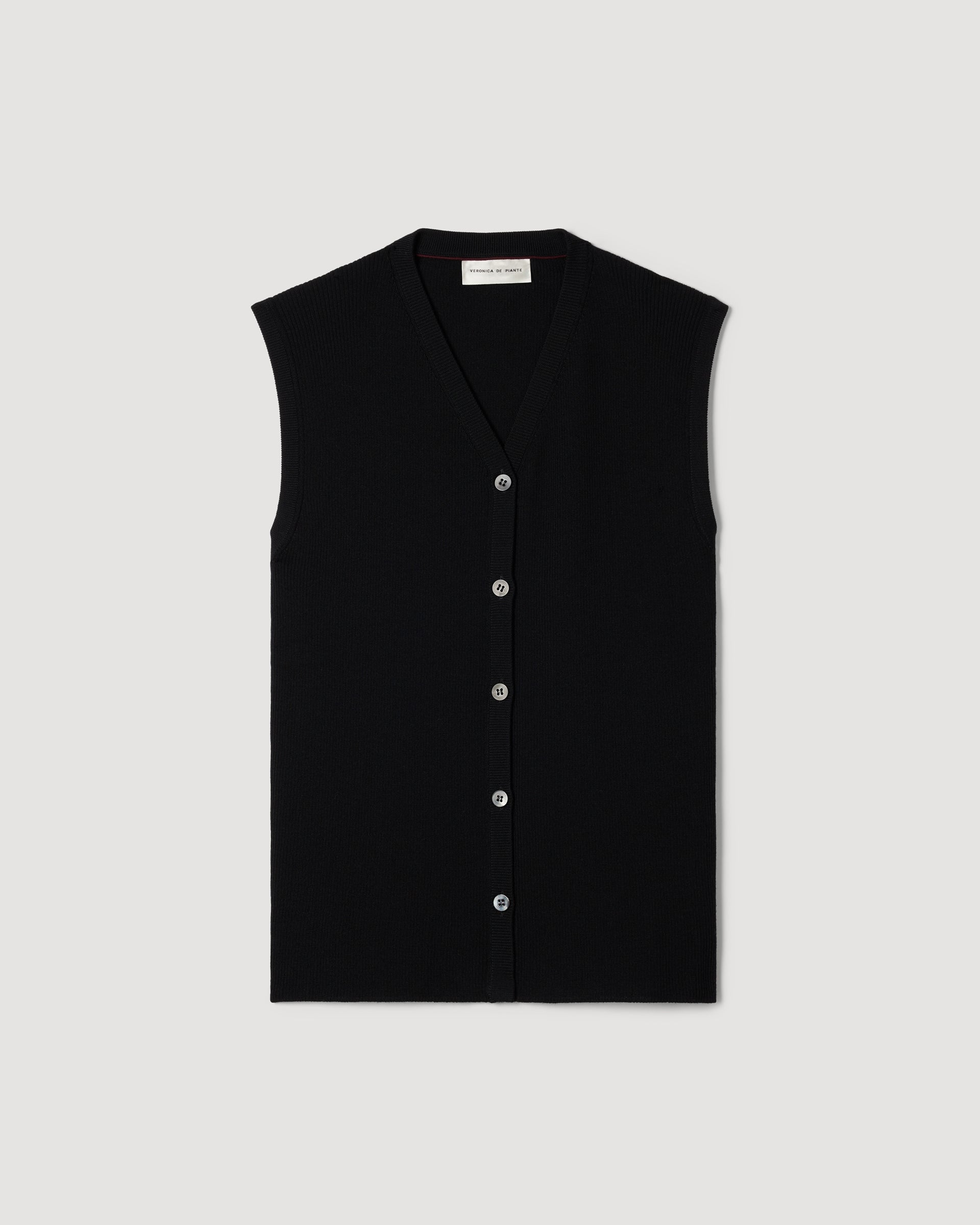 Alice Vest in Merino Wool, Black