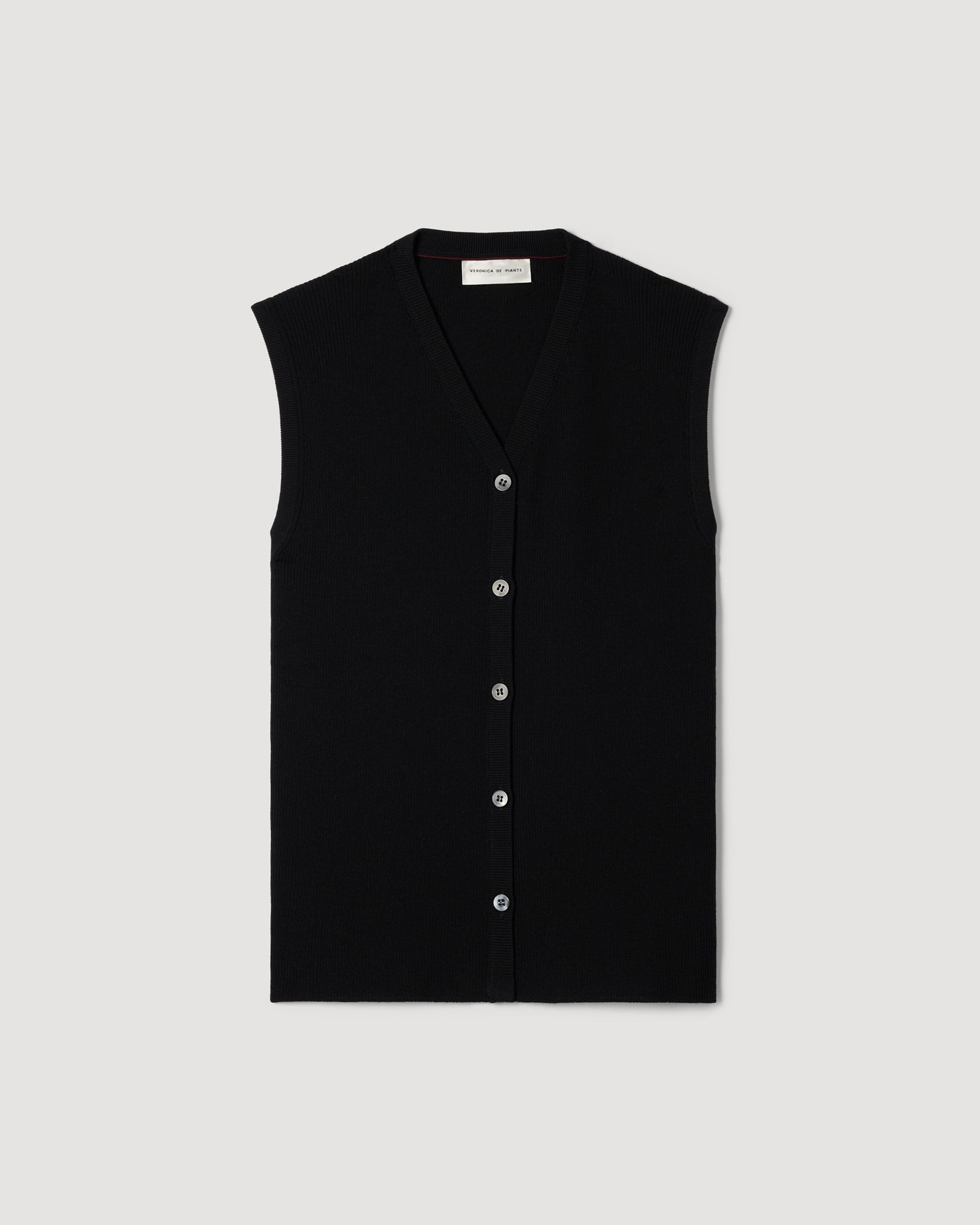 Alice Vest in Merino Wool, Black - Veronica De Piante
