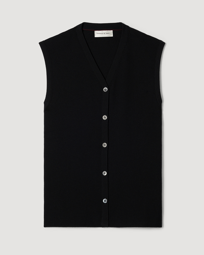 Alice Vest in Merino Wool, Black