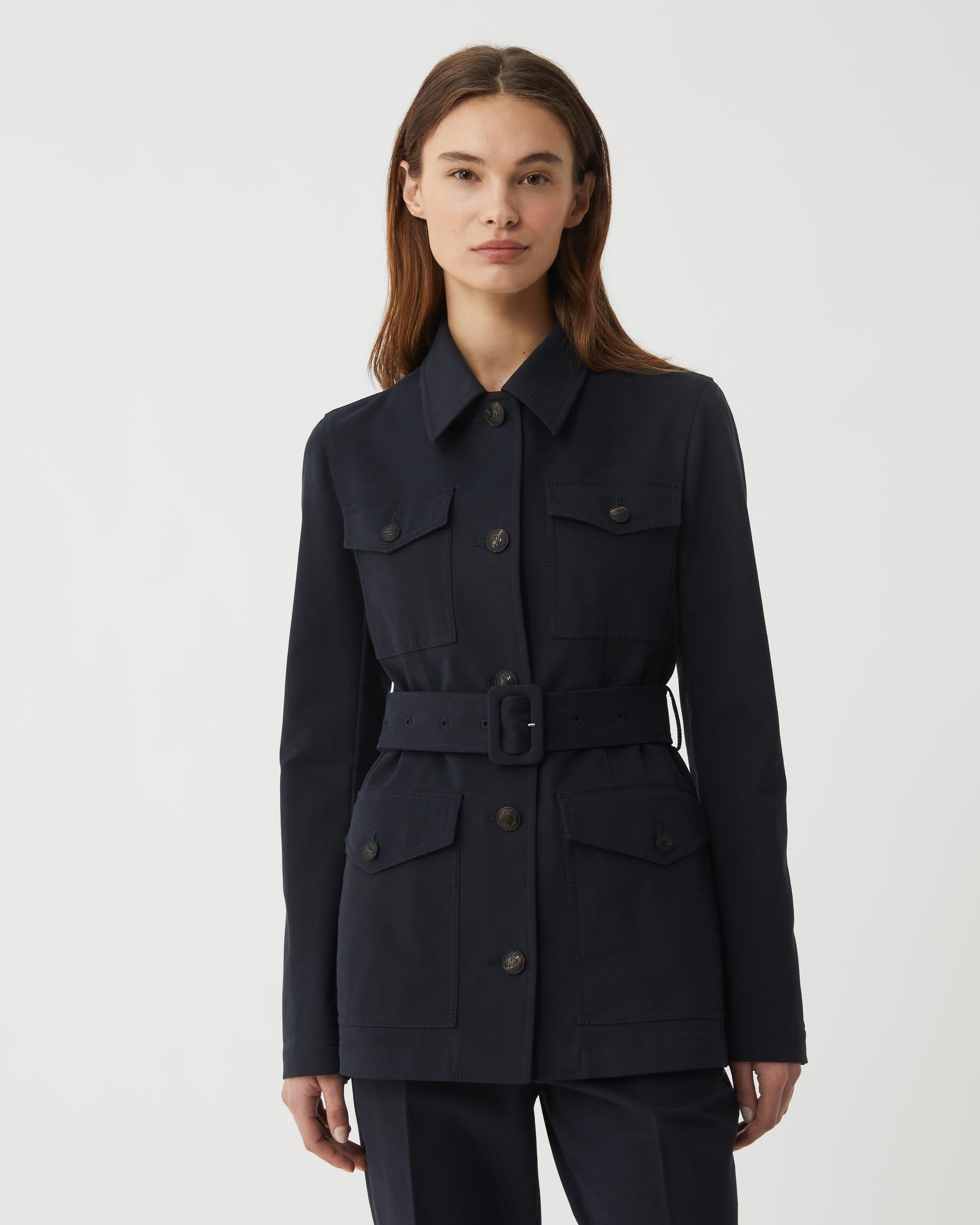 Amelia Jacket in Washed Double Cotton, Midnight