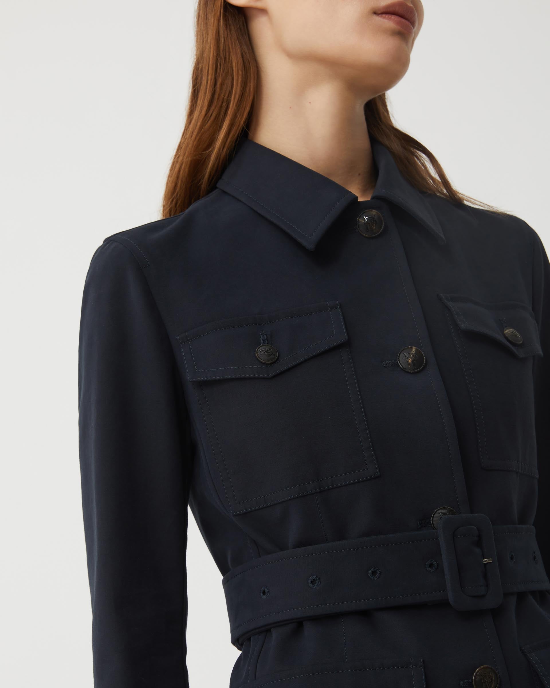 Amelia Jacket in Washed Double Cotton, Midnight