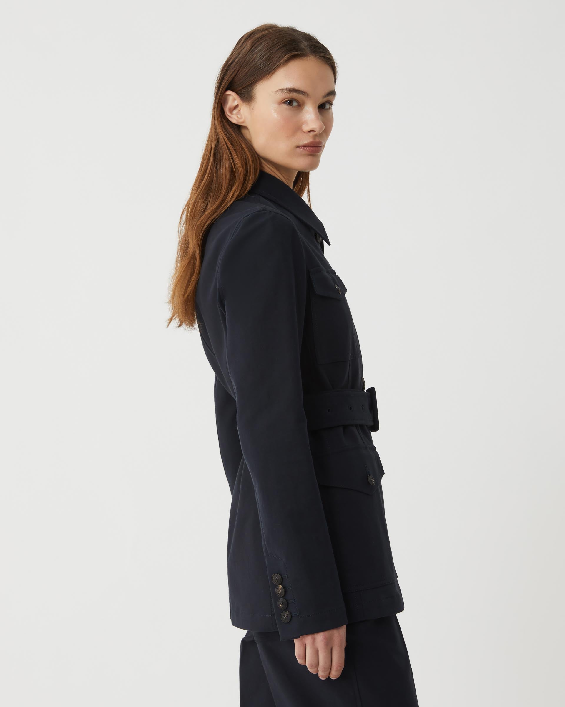 Amelia Jacket in Washed Double Cotton, Midnight