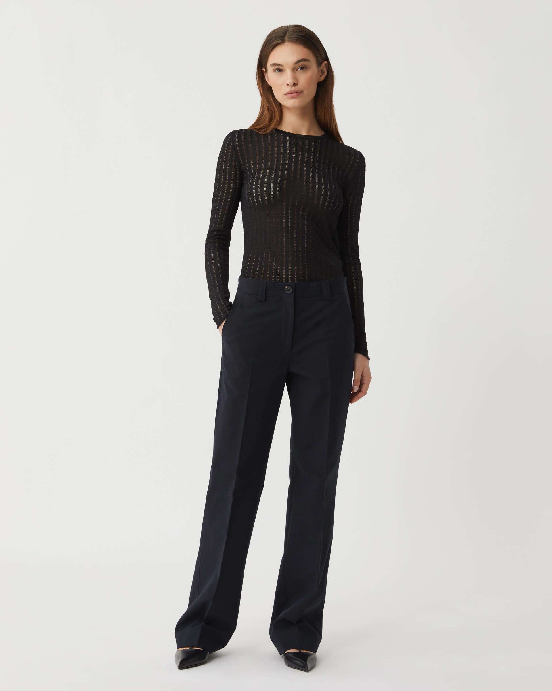 Avery Trouser in Washed Double Cotton, Midnight