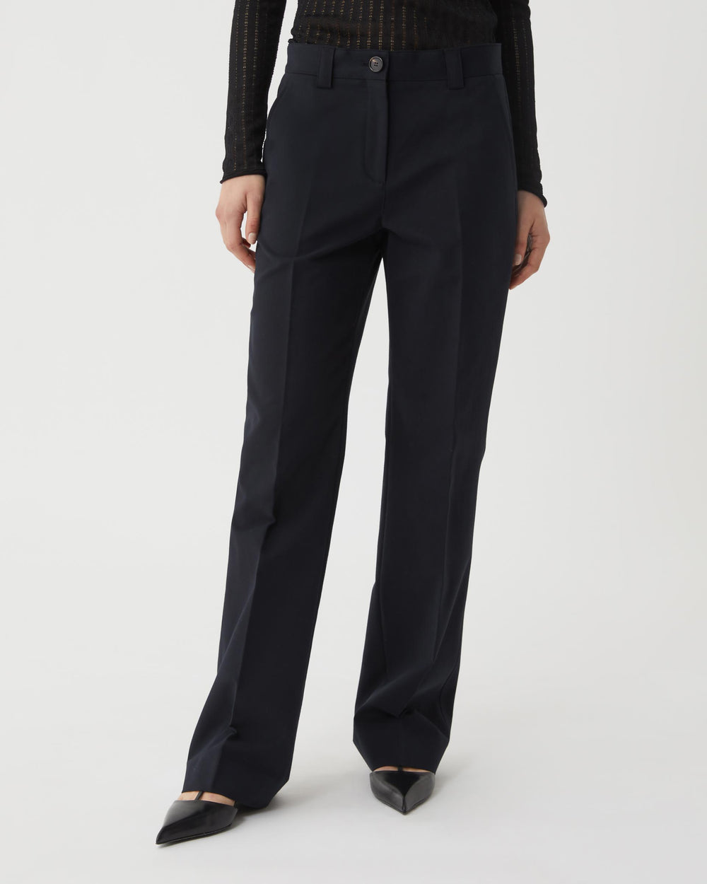 Avery Trouser in Washed Double Cotton, Midnight