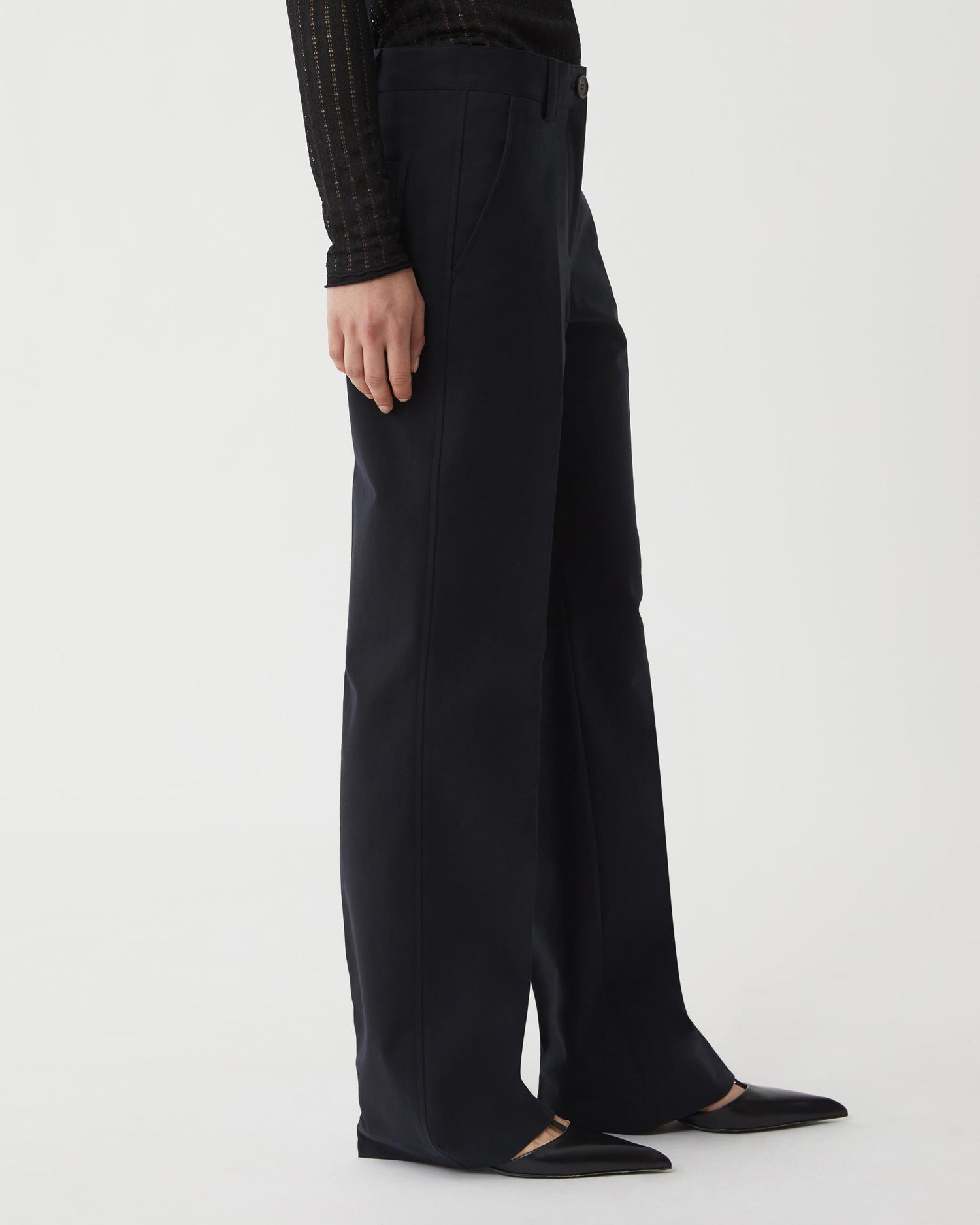 Avery Trouser in Washed Double Cotton, Midnight