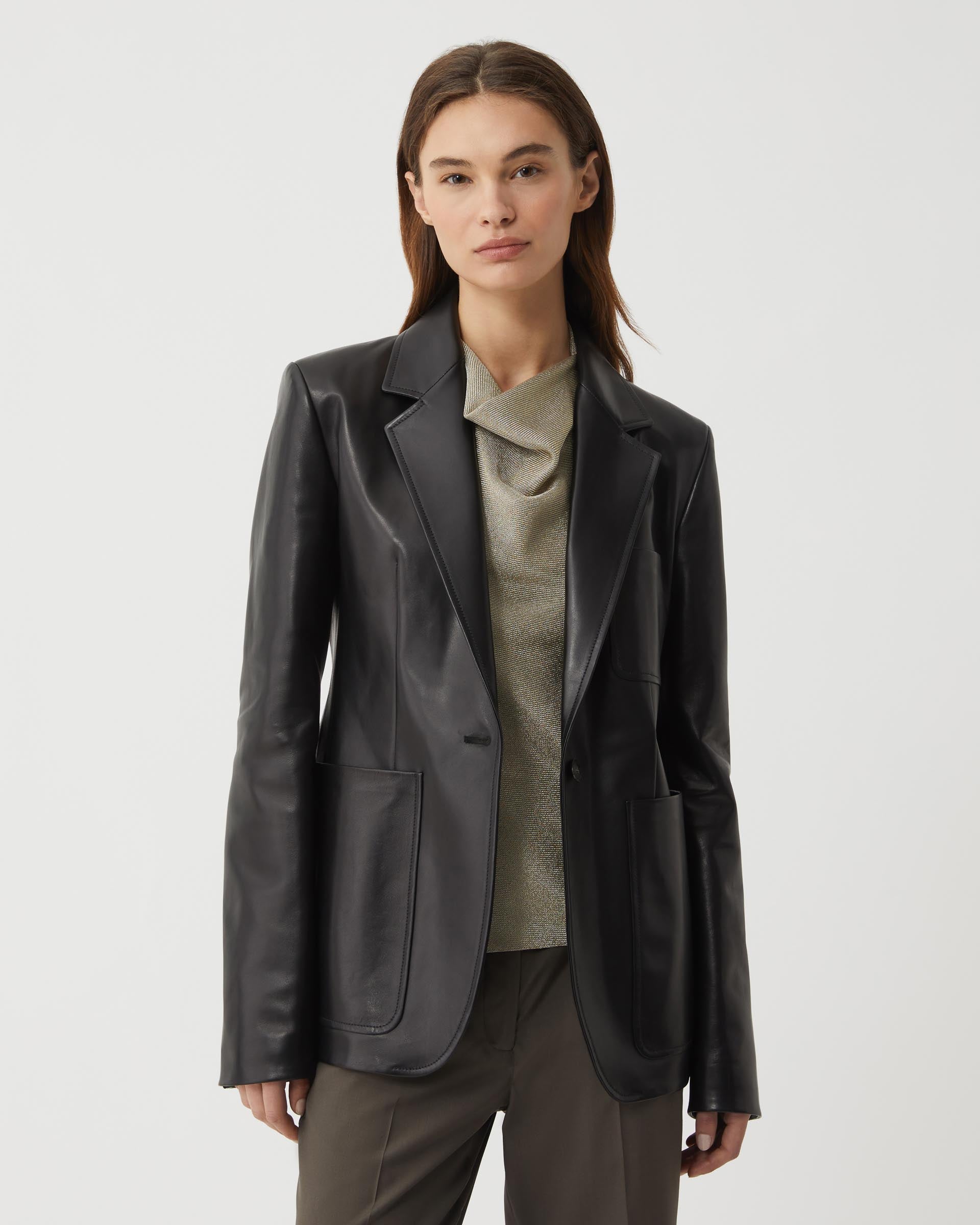 Faye Jacket in Nappa Leather, Black - Veronica De Piante