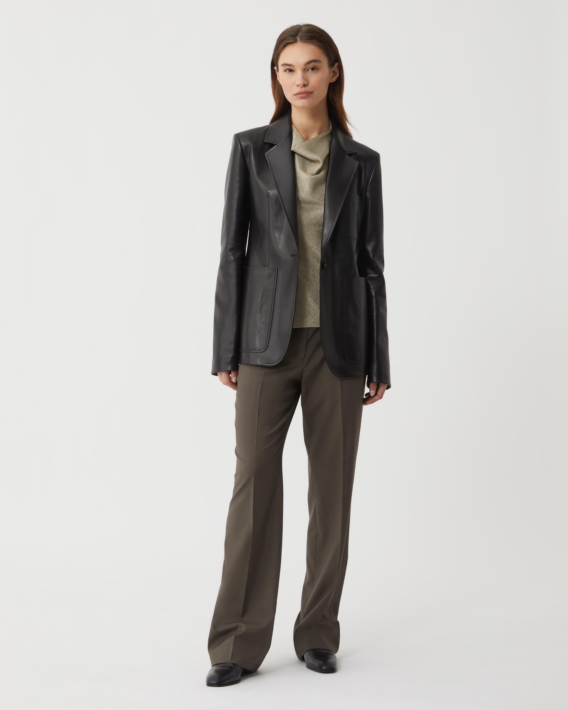Faye Jacket in Nappa Leather, Black - Veronica De Piante