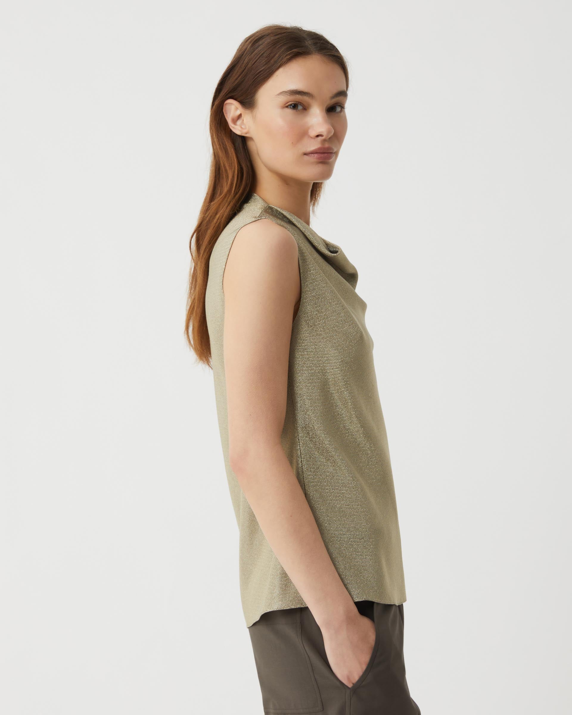 Sylvie Top in Metallic Twill, Gold