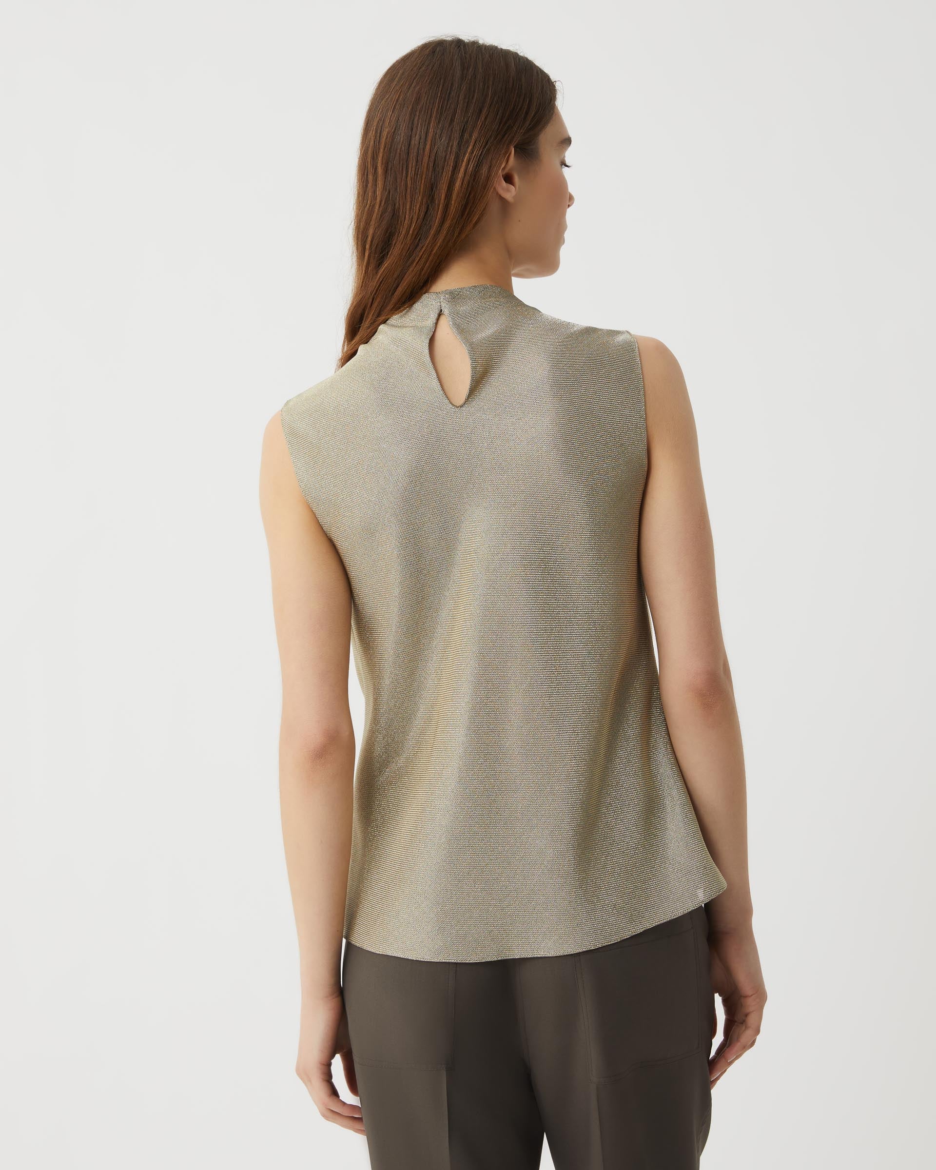 Sylvie Top in Metallic Twill, Gold