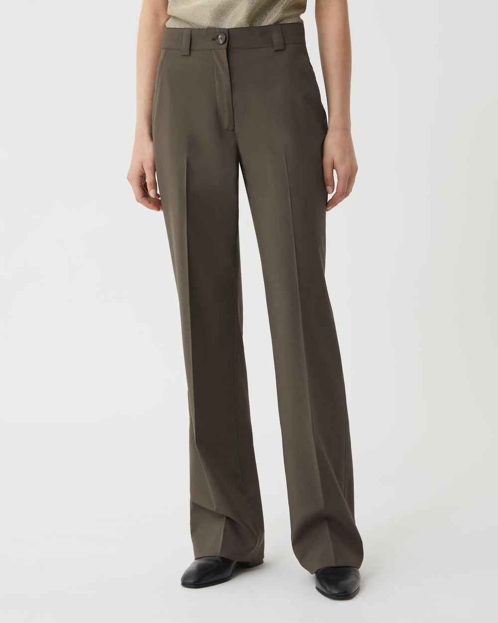 Avery Trouser in Light Wool Suiting, Misty Green