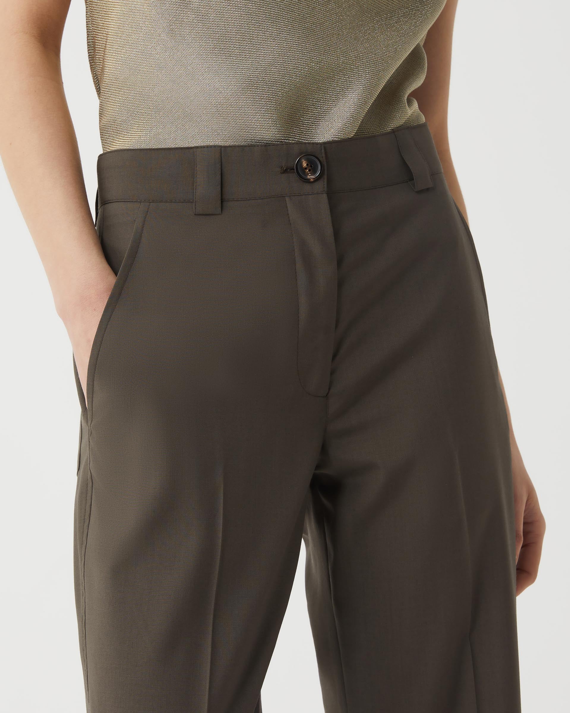 Avery Trouser in Light Wool Suiting, Misty Green