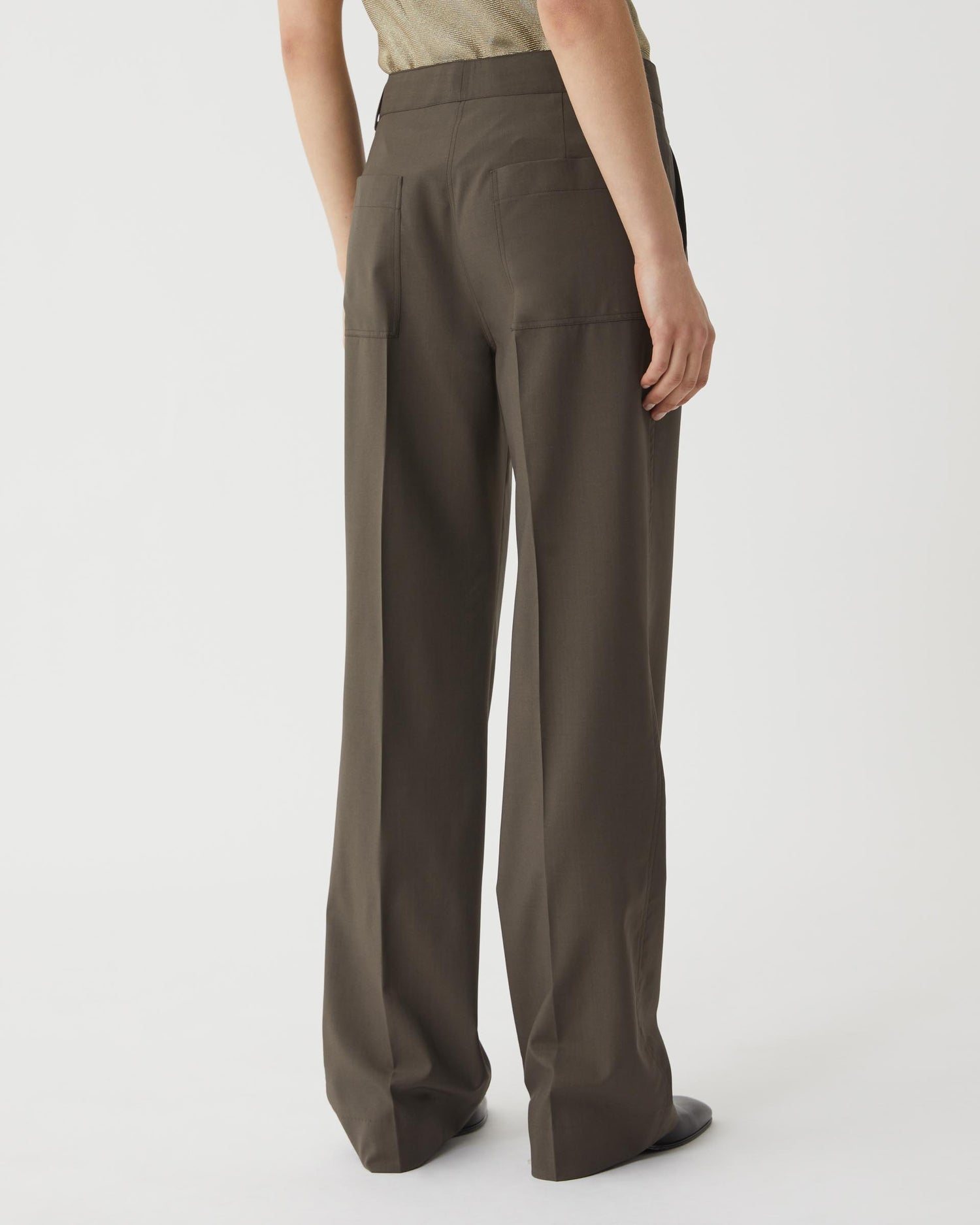 Avery Trouser in Light Wool Suiting, Misty Green