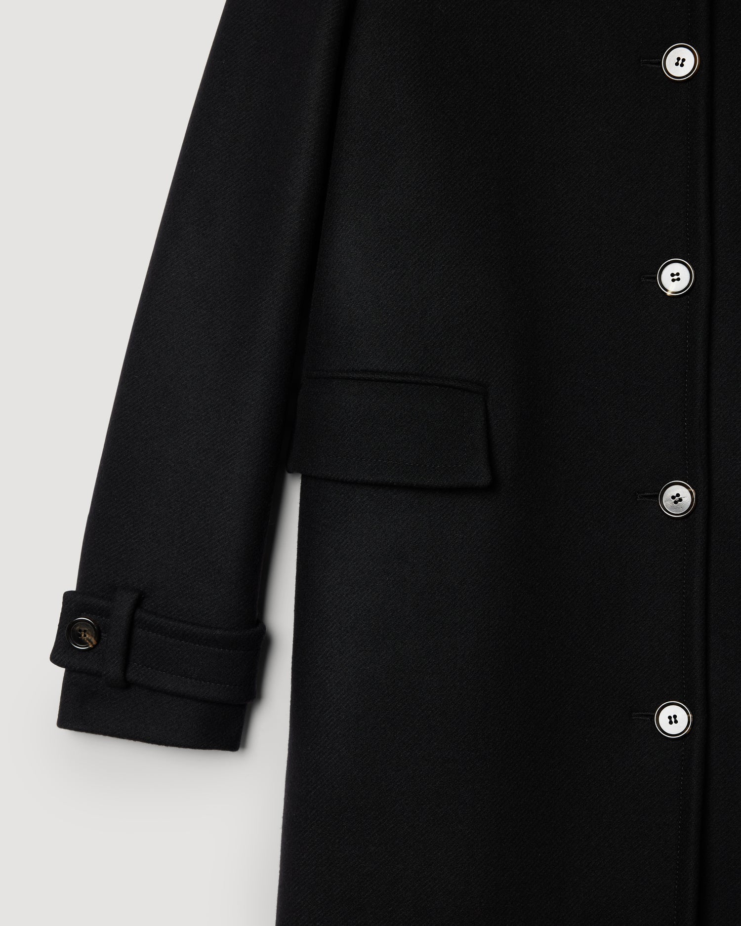 Alex Coat in Melton Wool, Black