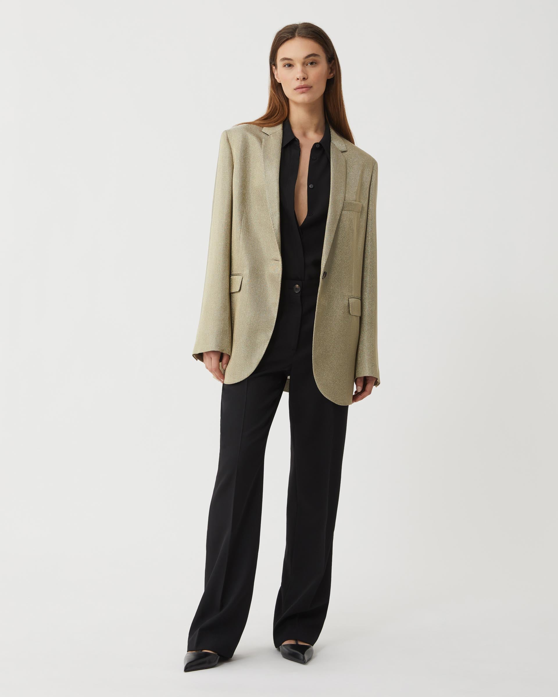 Renata Jacket in Metallic Twill, Gold