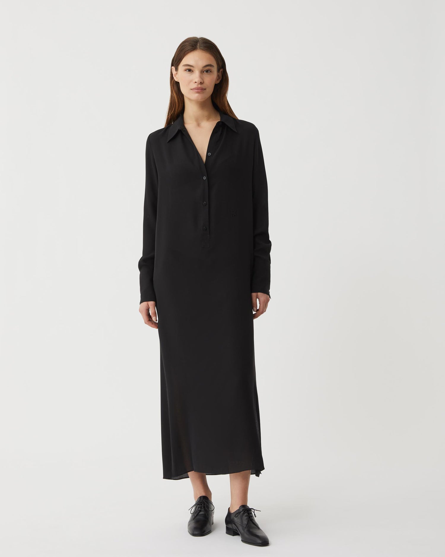 Marta Dress in Silk Crepe Georgette, Black