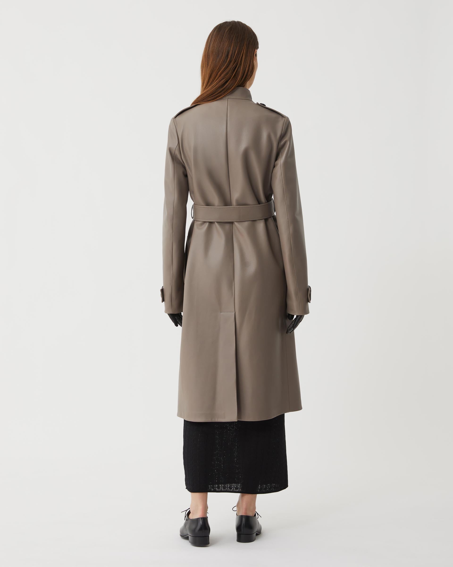 Celine Coat in Nappa Leather, Smog