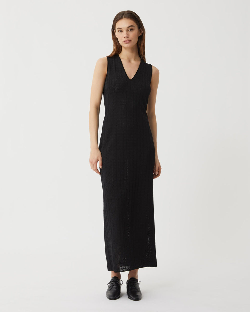 Brie Dress in Silk Crochet, Black