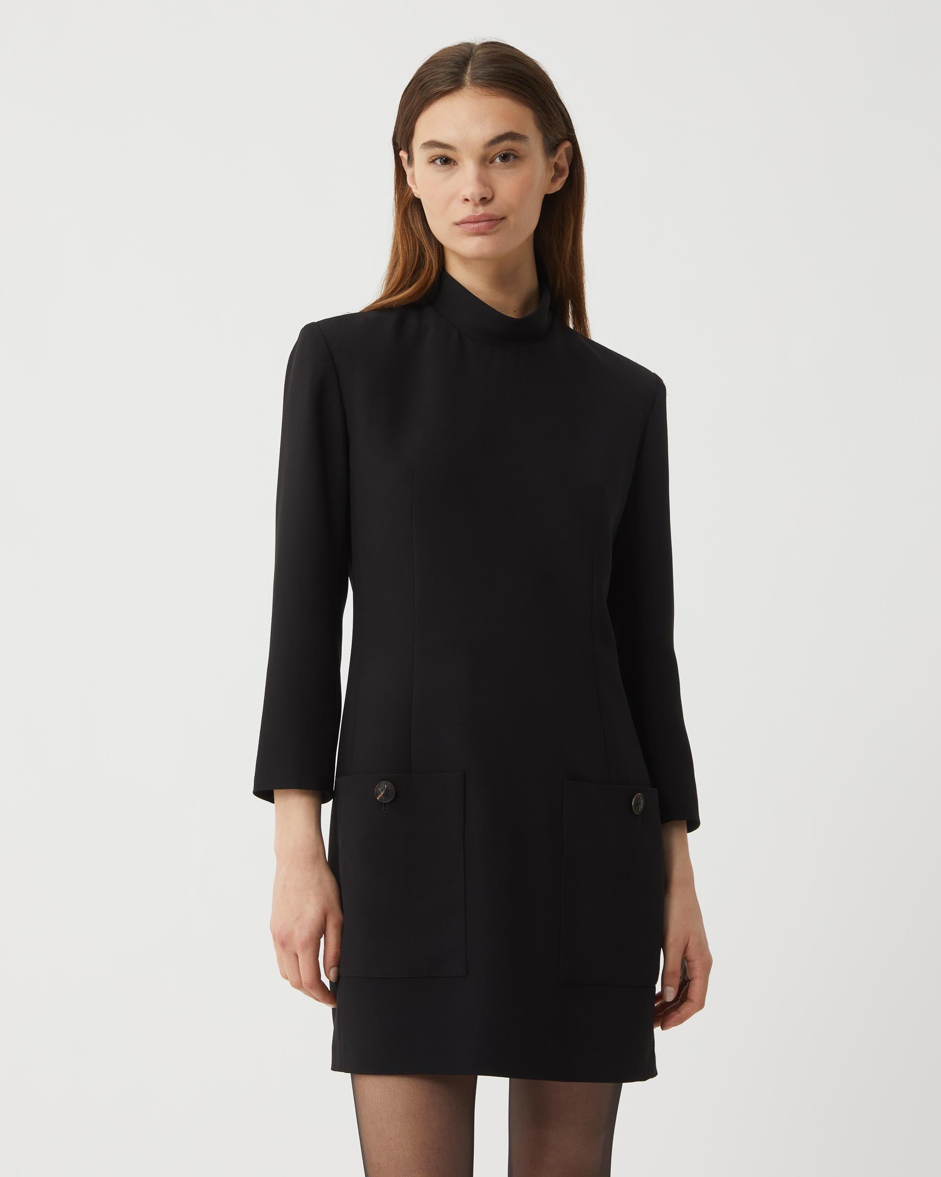 Tillie Dress in Viscose Crepe, Black