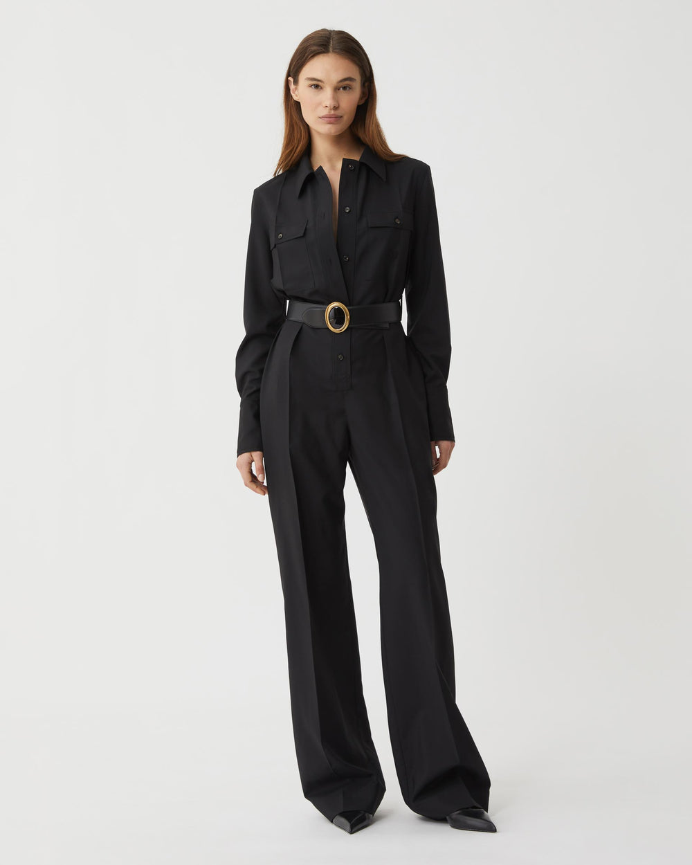 Nadia Jumpsuit in Light Wool, Black