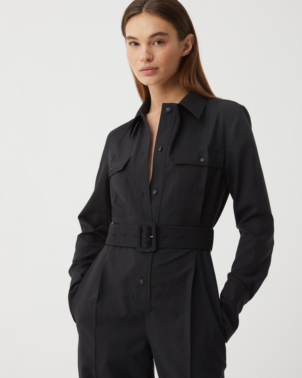 Nadia Jumpsuit in Light Wool, Black