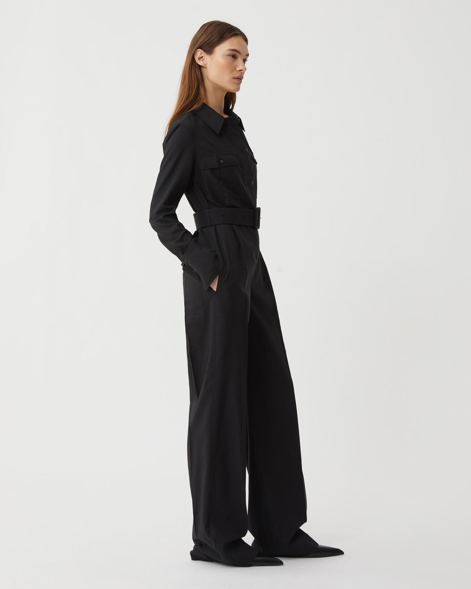 Nadia Jumpsuit in Light Wool, Black