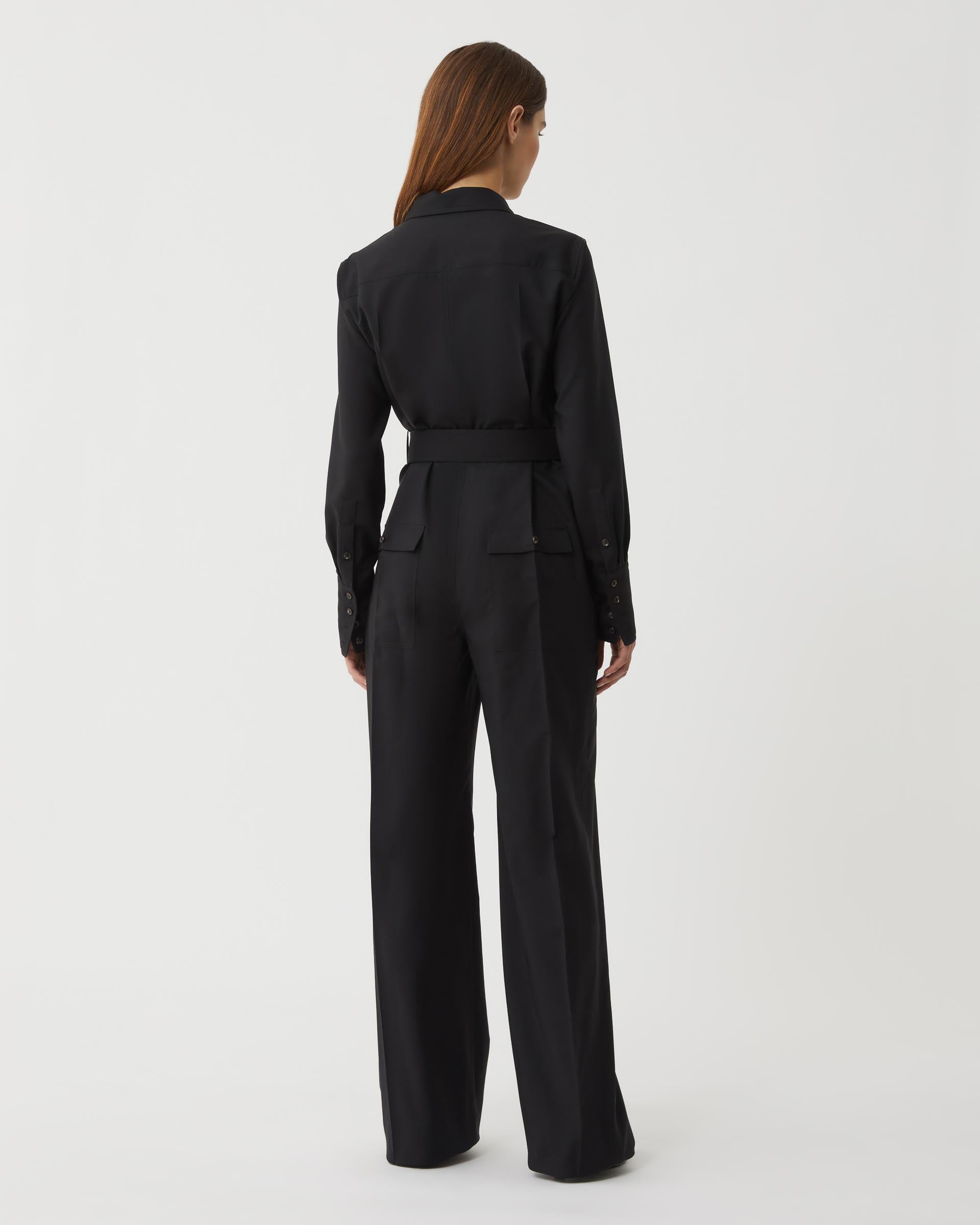 Nadia Jumpsuit in Light Wool, Black