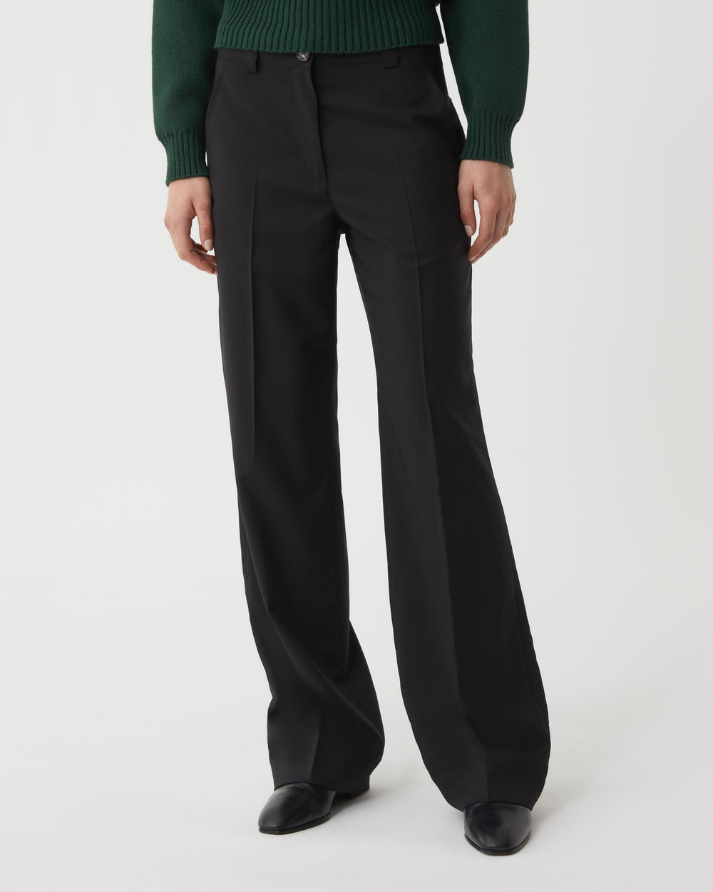 Avery Trouser in Light Wool Suiting, Black