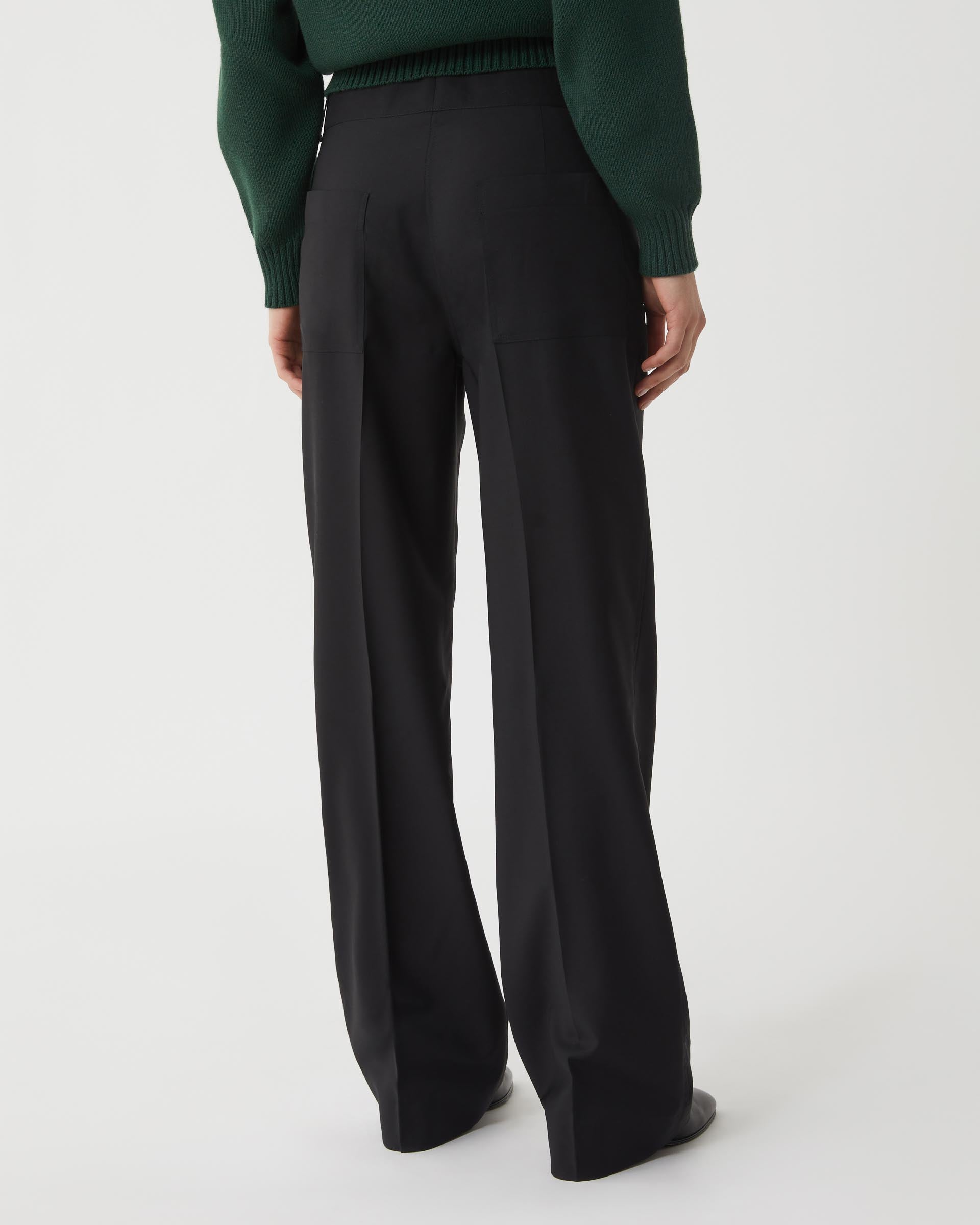 Avery Trouser in Light Wool Suiting, Black