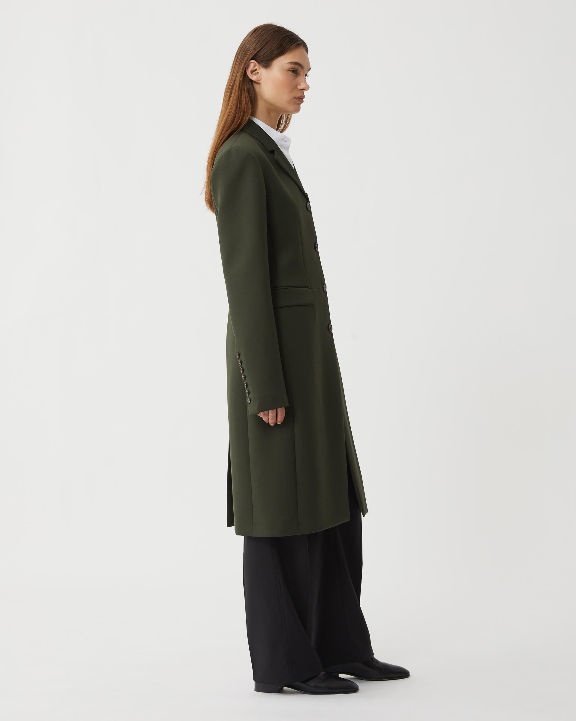 Manon Coat in Wool, Pine Green