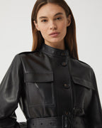 Celine Coat in Nappa Leather, Black - Veronica De Piante