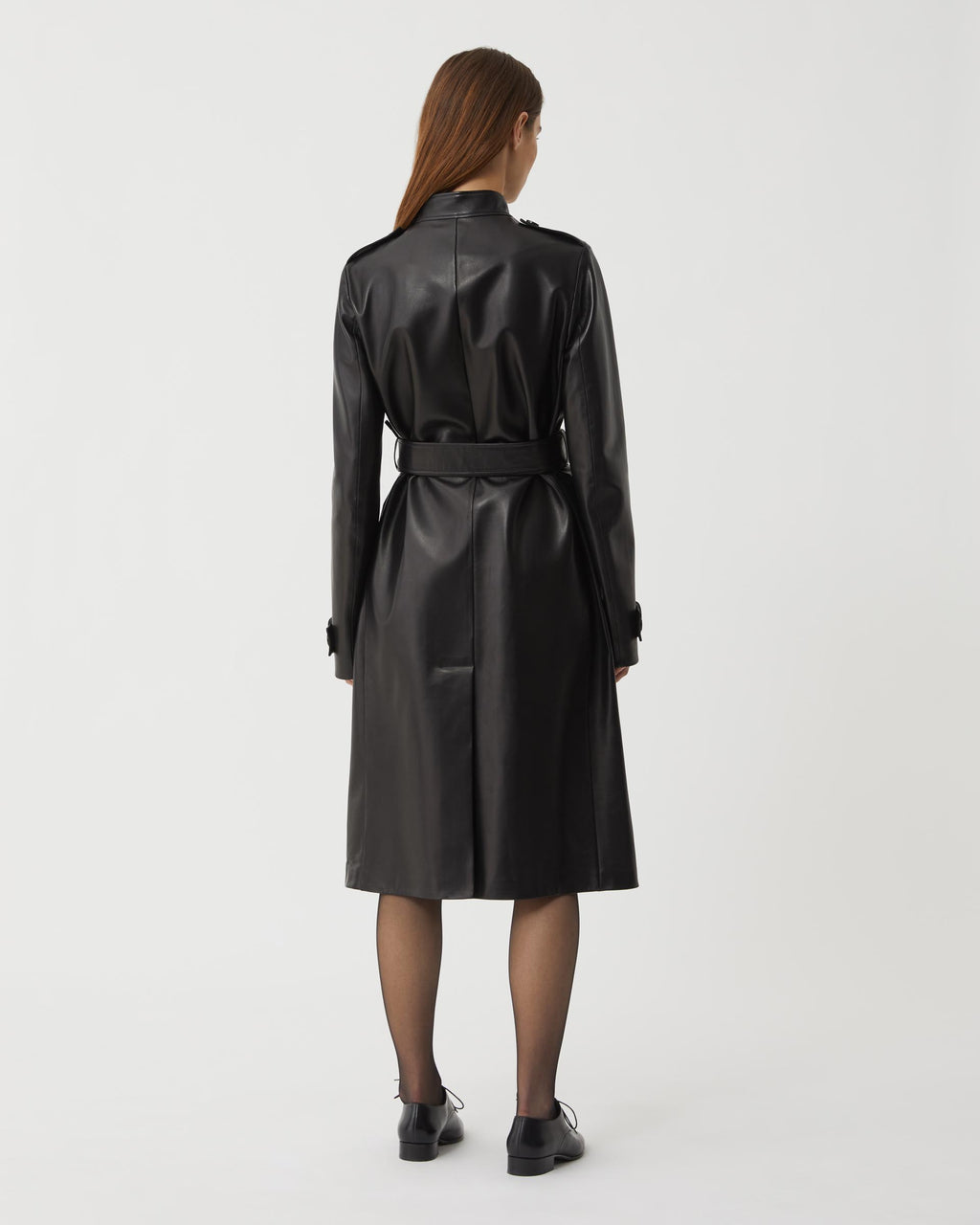 Celine Coat in Nappa Leather, Black - Veronica De Piante
