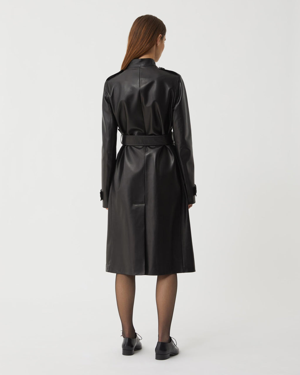 Celine Coat in Nappa Leather, Black - Veronica De Piante