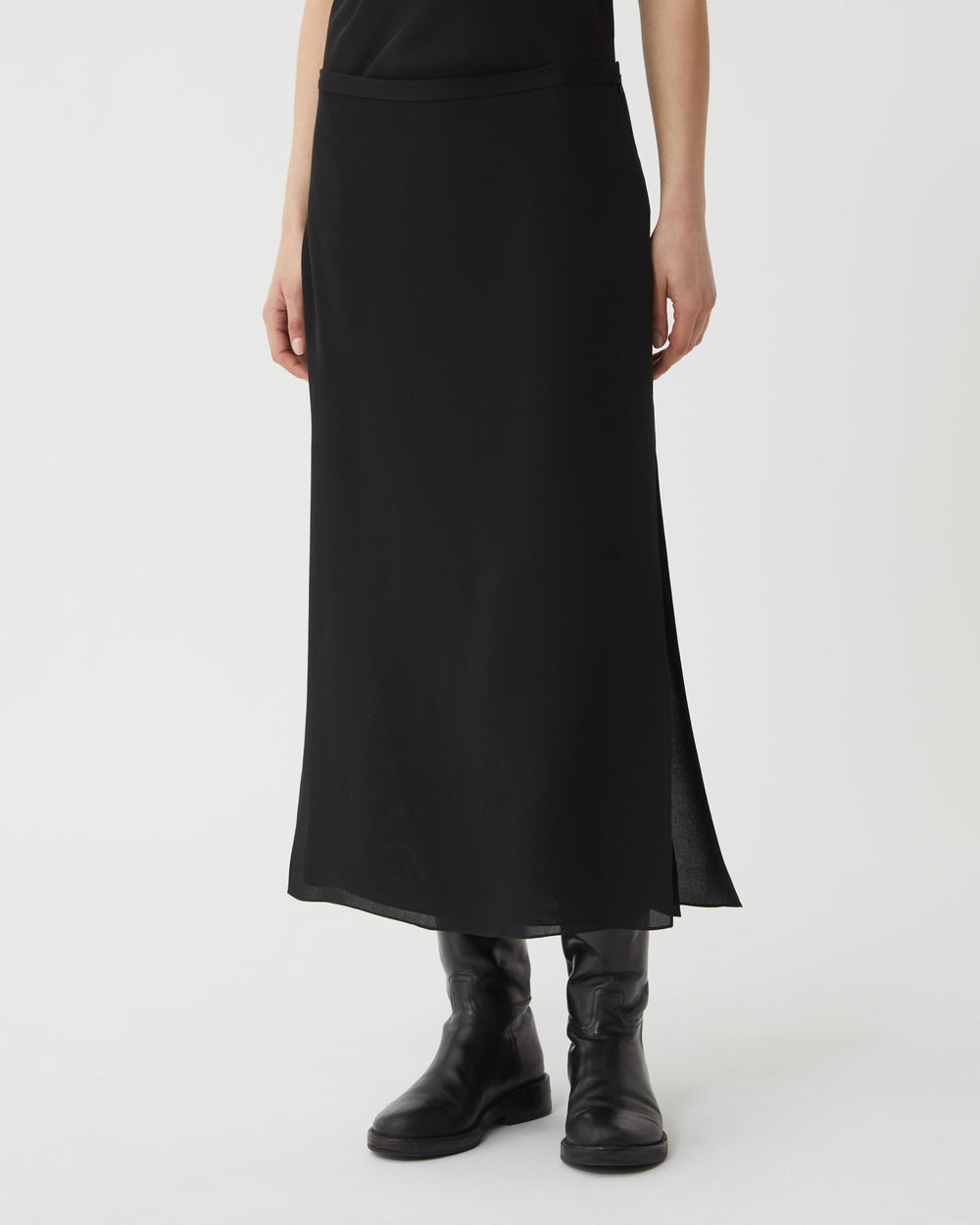 Wilma Skirt in Silk Crepe Georgette, Black