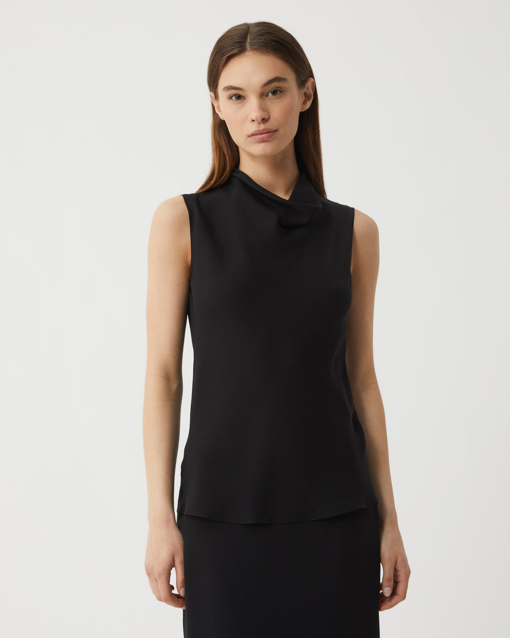 Sylvie Top in Silk Crepe Georgette, Black