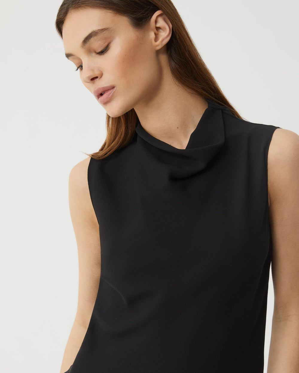 Sylvie Top in Silk Georgette, Black