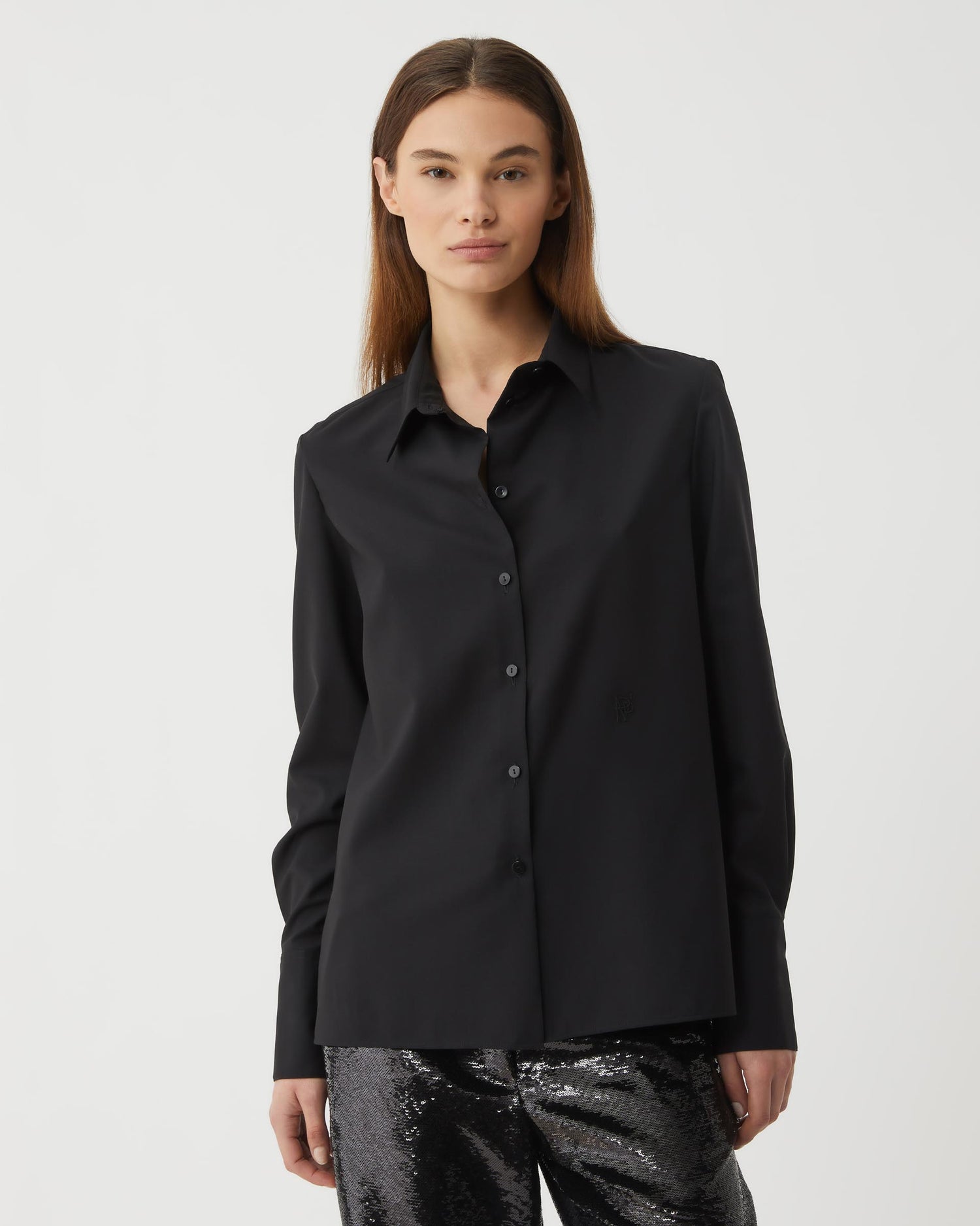 Paloma Shirt in Light Wool Suiting, Black