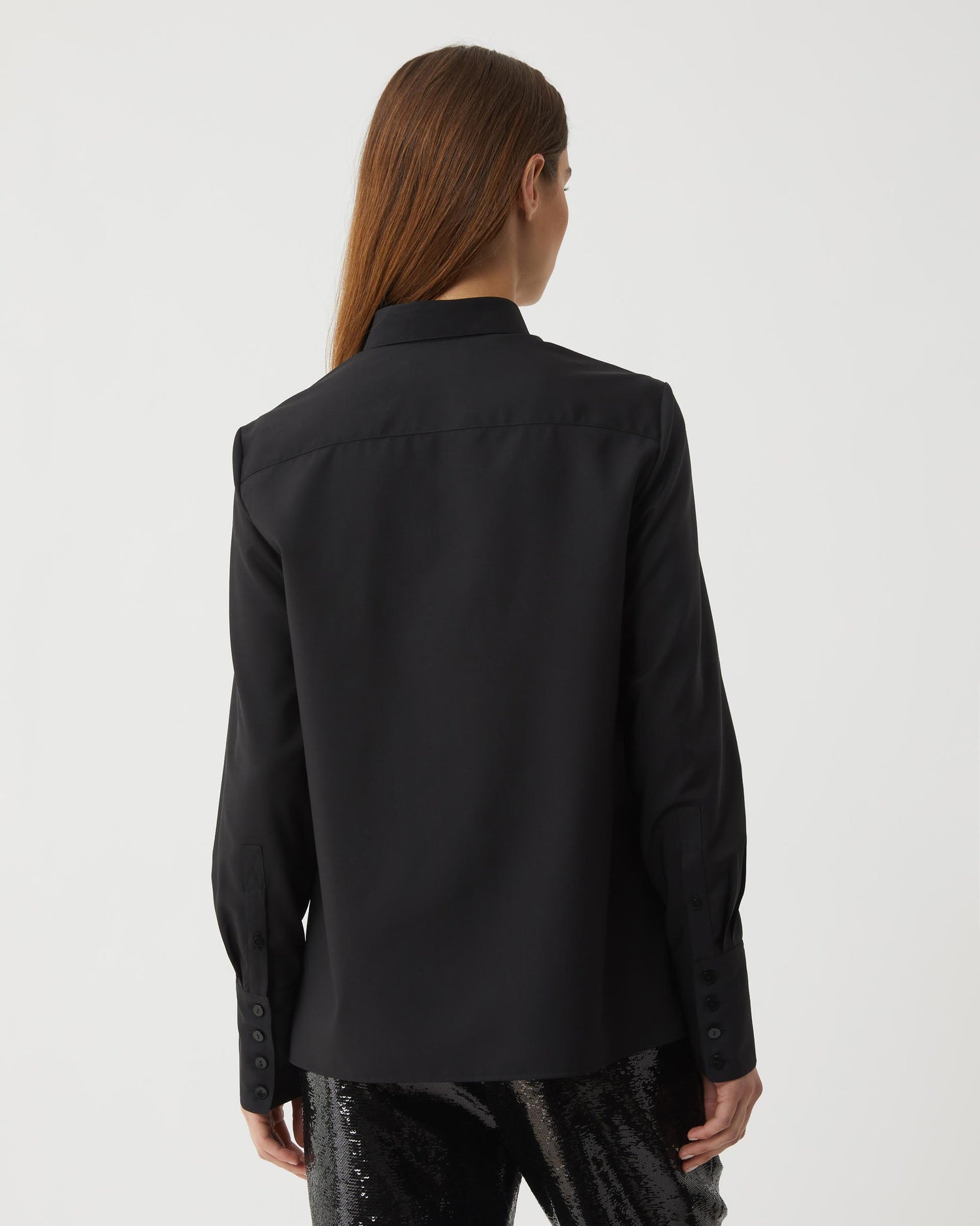 Paloma Shirt in Light Wool Suiting, Black