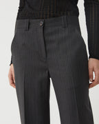 Veronica De Piante Avery wool striped grey trousers, tailored bottoms with a classic fit and subtle pattern.
