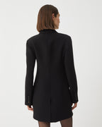 Black Alma Jacket in Viscose Crepe by Veronica De Piante, stylish coat with a sleek, fitted silhouette and smooth fabric.